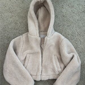 Cropped Cream Sherpa Hoodie